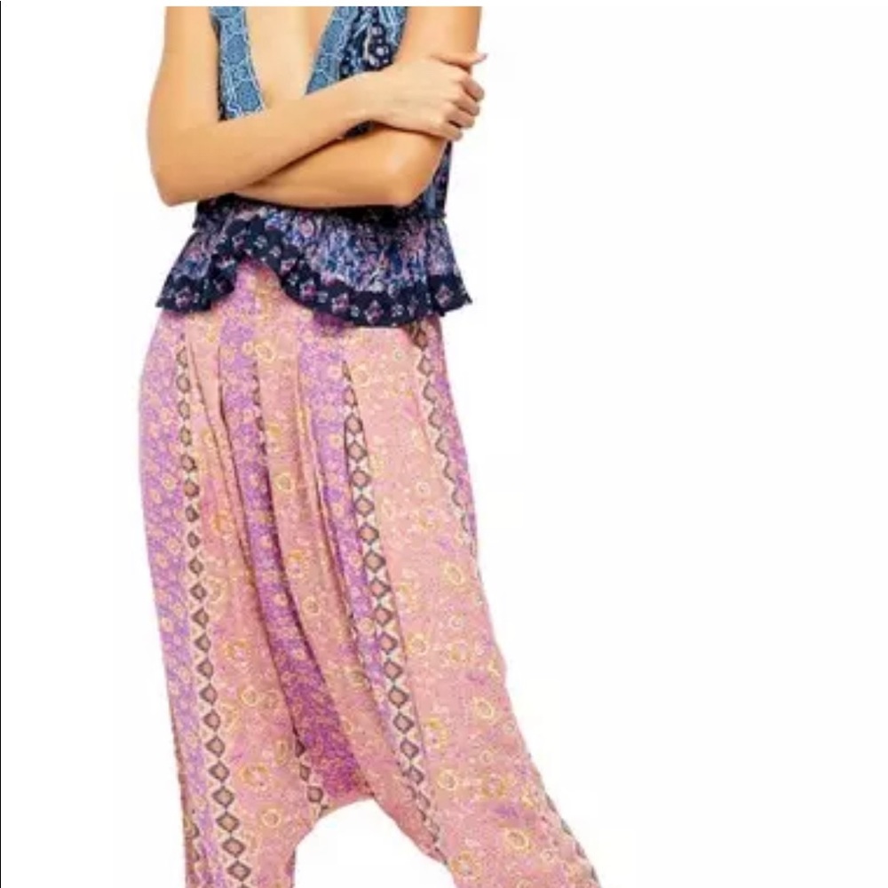 Free People Pink & Purple Wide Leg Pants